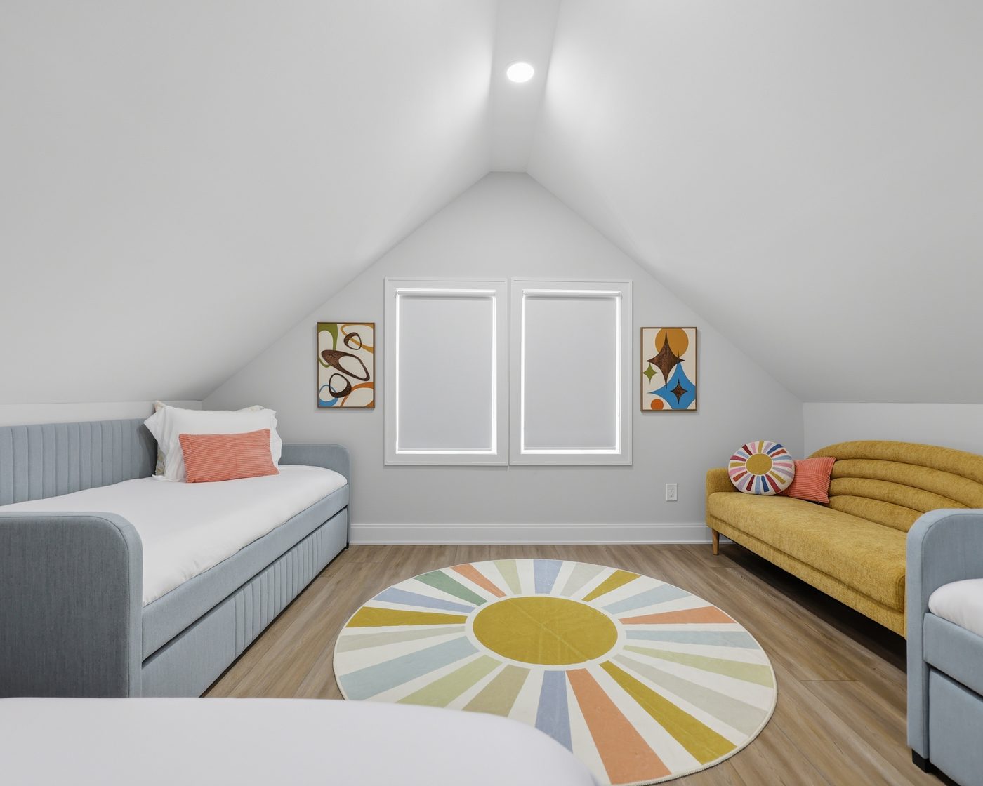 Guest-ready bunk room prepared for arrival