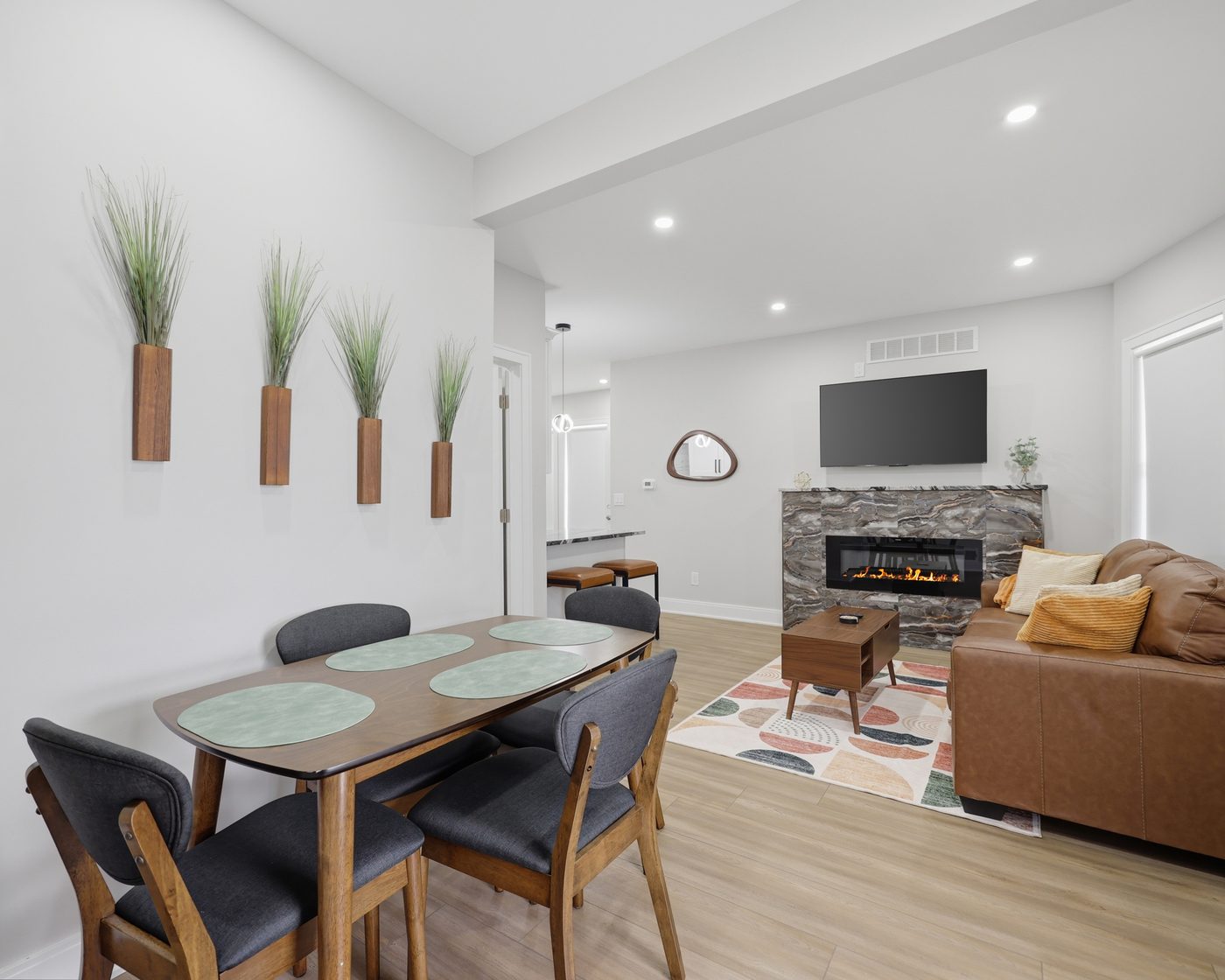 Open living and dining area in a Black River managed property